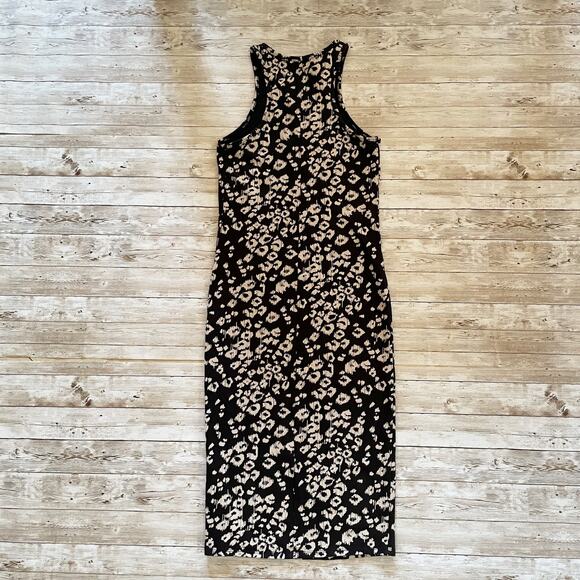 Express Sleeveless Sheath Dress Black Cream Animal Print Knee Length Size XS - Picture 7 of 9